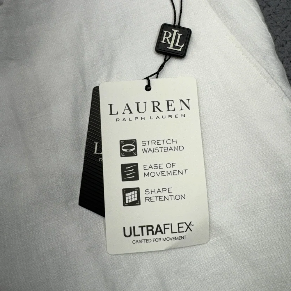 Ralph Lauren Linen Pants Mens 36x30 White LRL Classic Dress Trousers Ultraflex